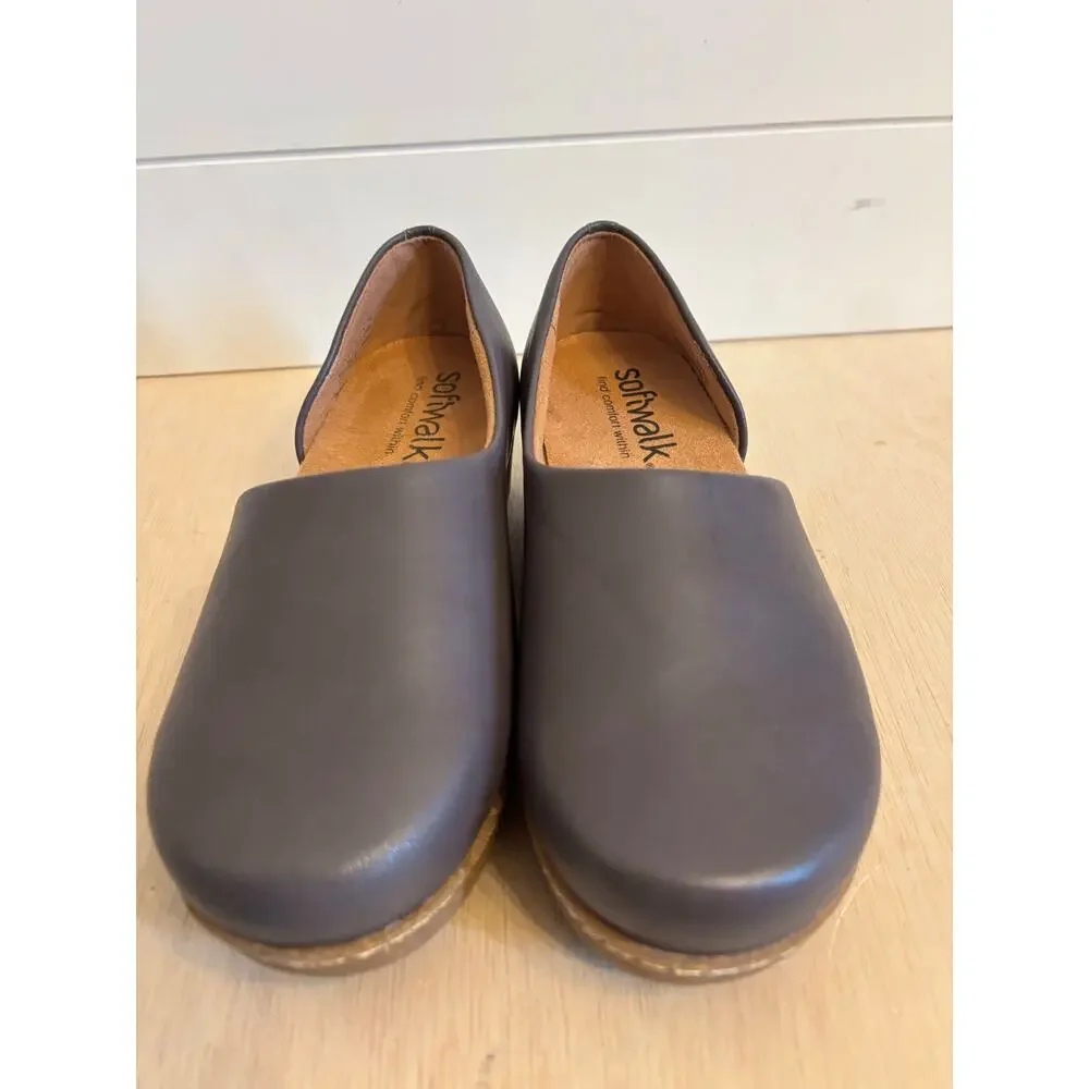SOFTWALK Addie Leather Clog Women's Dark Gray Size 7 W Comfort Shoes - Picture 4 of 7